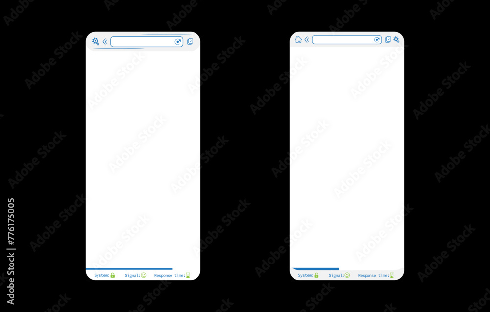 Wall mural mobile phone browser, app webpage, blank website template vector design on black background. editabl