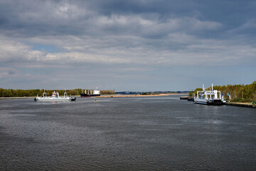 ferry crossing through the Piast Canal on the Szczecin Lagoon