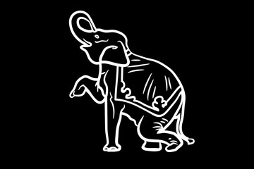 Fototapeta na wymiar Elephant Icon.Cute elephant cartoon outline icon. Cute baby elephant cartoon outline. - 53