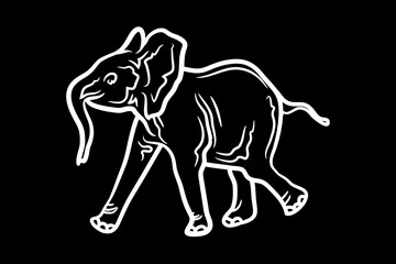 Elephant Icon.Cute elephant cartoon outline icon. Cute baby elephant cartoon outline. - 73