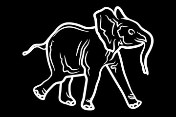 Elephant Icon.Cute elephant cartoon outline icon. Cute baby elephant cartoon outline. - 74