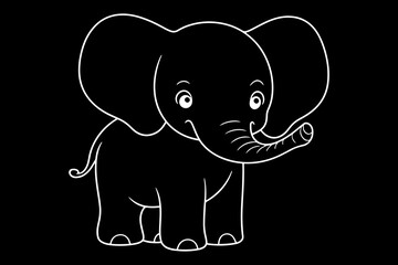 Elephant Icon.Cute elephant cartoon outline icon. Cute baby elephant cartoon outline. - 86