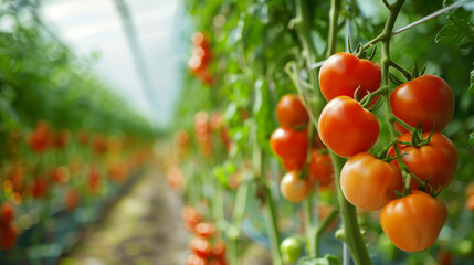 Tomato Plants in Greenhouse, Agriculture Growth, Organic Farming