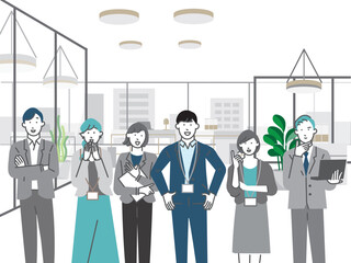 Men and women - business people in a stylish office - illustration material of a business teamPrint