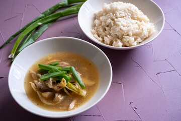 dak gomtang with rice pilaf close-up