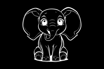 Elephant Icon.Cute elephant cartoon outline icon. Cute baby elephant cartoon outline. - 121