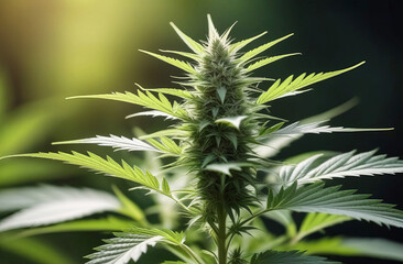 Close-up of a cannabis plant. The concept of legalizing marijuana in Germany.