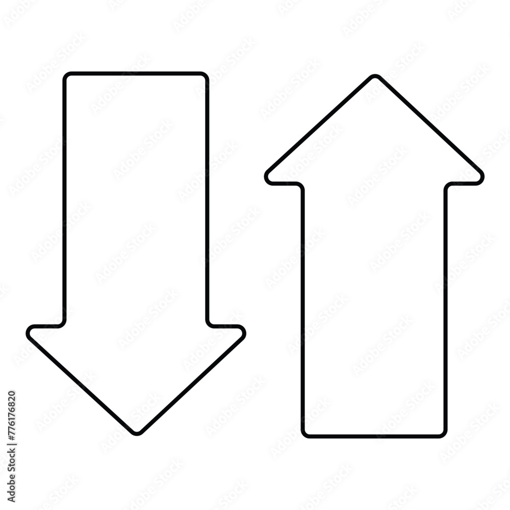 Poster up and down arrow icon. arrows up down icon, two arrows linear sign isolated on white background. ve
