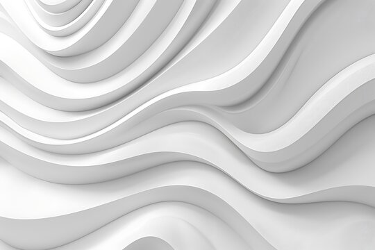 3d render of abstract white background with curved lines, wallpaper, wall art