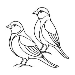 Birds continuous line drawing isolated on transparent background 