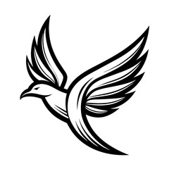 Black outline  Logo with flying bird line drawing