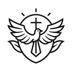 Christian dove faith icon, linear isolated illustration
