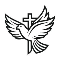 Christian dove faith icon, linear isolated illustration