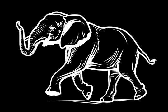 Elephant Icon.Cute elephant cartoon outline icon. Cute baby elephant cartoon outline. - 141