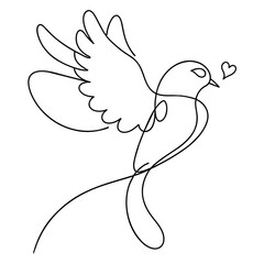 Flying dove in one continuous line drawing