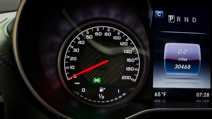 Speedometer inside a car