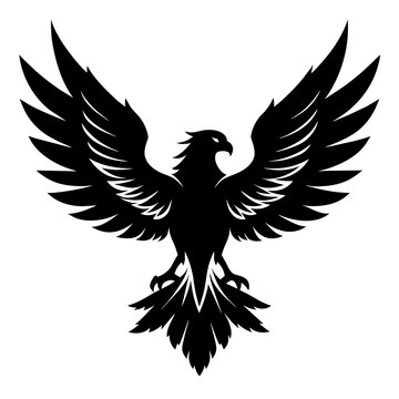 recommend clip art: Hand-drawn eagle silhouette with spread wings line drawing 