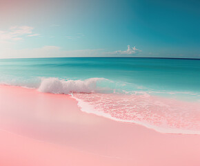 sunset on a pink beach