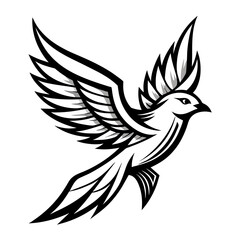 Tattoo in black line style of a flying bird