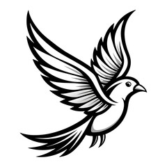 Tattoo in black line style of a flying bird