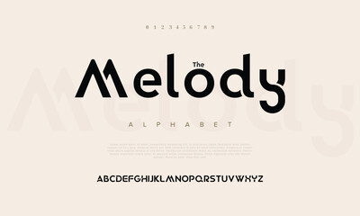 Melody Serif classic design font vector illustration of alphabet letters.