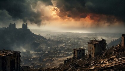 Paisaje apocaliptico civilizacion ruinas ciudad