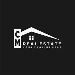 CM Initials Vektor Stok Real Estate Logo Design - obrazy, fototapety, plakaty