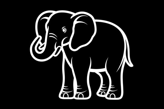 Elephant Icon.Cute elephant cartoon outline icon. Cute baby elephant cartoon outline. - 180