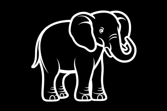 Elephant Icon.Cute elephant cartoon outline icon. Cute baby elephant cartoon outline. - 179