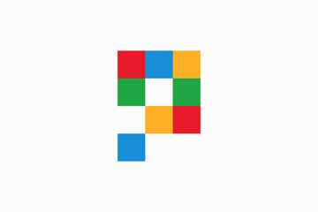 letter p pixel logo vector premium