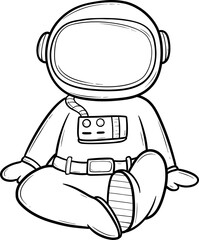 cute astronaut in spacesuit relaxing