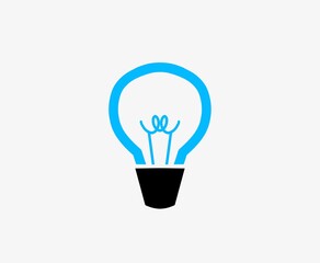 Blue light bulb icon, idea, innovation icon logo on white background