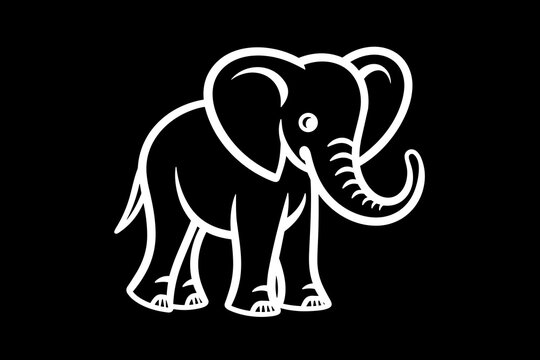 Elephant Icon.Cute elephant cartoon outline icon. Cute baby elephant cartoon outline. - 231