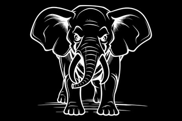Elephant Icon.Cute elephant cartoon outline icon. Cute baby elephant cartoon outline. - 153
