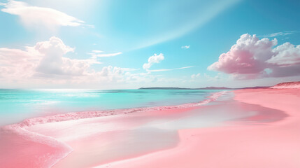 sunset on a pink beach