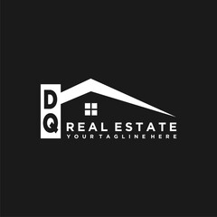 DQ Initials Vektor Stok Real Estate Logo Design - obrazy, fototapety, plakaty