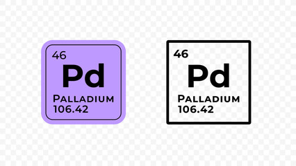 Palladium, chemical element of the periodic table vector design