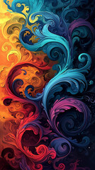 Colorful swirl and waves pattern