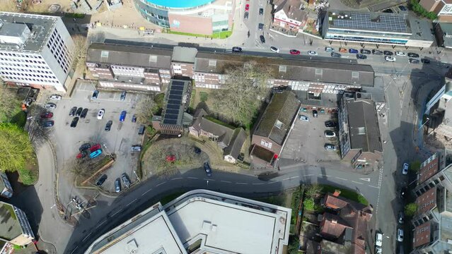 High Angle Footage of Central Coventry City Centre of England United Kingdom. March 30th, 2024