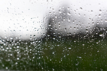 Raindrops on the car window 