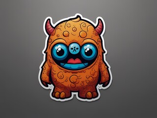 Naklejka premium doodle art of cute monster sticker design with nice color and artwork