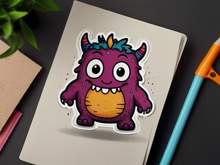 doodle art of cute monster sticker design with nice color and artwork