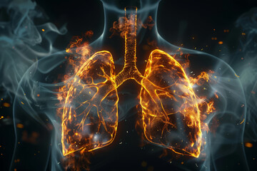 Human Respiratory System and Effects of Smoking. - obrazy, fototapety, plakaty