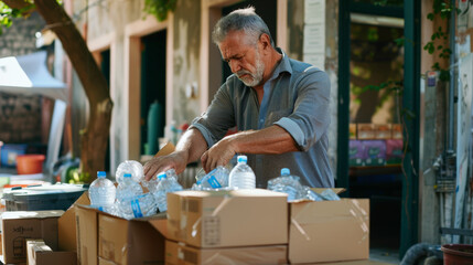 man working in a community center, volunteer work
