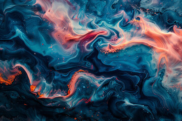 Vivid, abstract oil paint texture creating a lively and flowing backdrop, depicted in the unique...