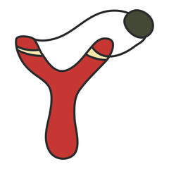 A colored design icon of slingshot

