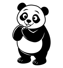 Vector illustration of a cute kind panda in full growth, Panda is standing