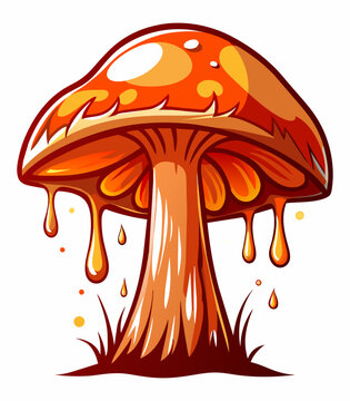 illustration of a mushroom.mushroom Rust graffiti art , Abstract Expressionism on white background