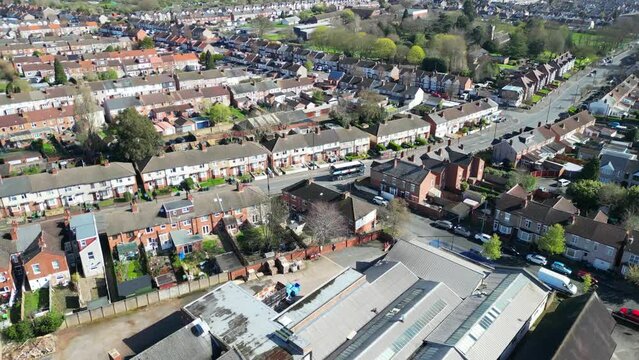High Angle Footage of Central Coventry City Centre of England United Kingdom. March 30th, 2024