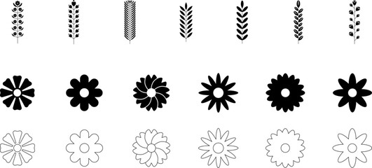 Flowers Icons set. Set of beautiful flower icons. Signs, outline eco collection, simple thin line icons for websites, web design, mobile app, info graphics - obrazy, fototapety, plakaty